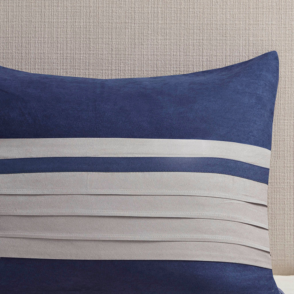Faux Suede 7 Piece Comforter Set with Decorative Pillows - Blue or Black