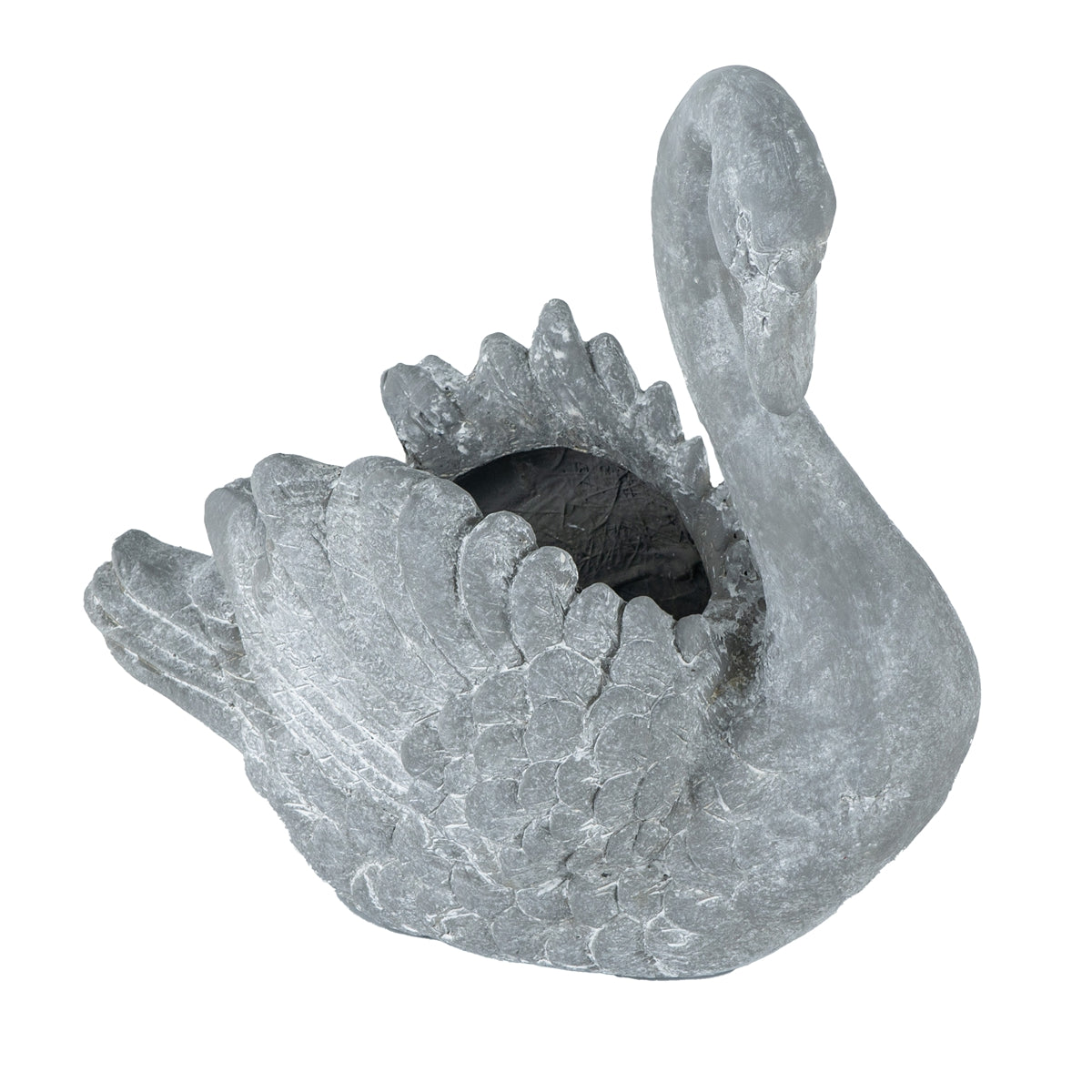 MGO Swan Planter with Decorative Sculpted Design - White
