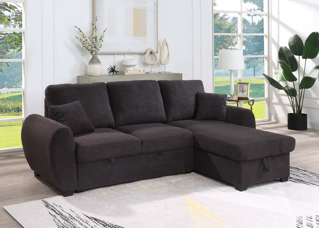 Veronica - Reversible Sleeper Sectional Sofa With Storage Chaise - Black