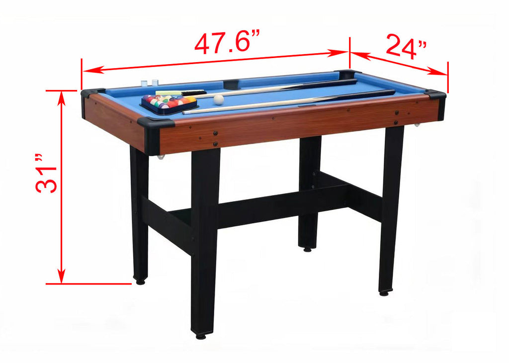 48-Inch Combo Game Table Set with Pool, Table Tennis & Glide Hockey - Brown & Blue