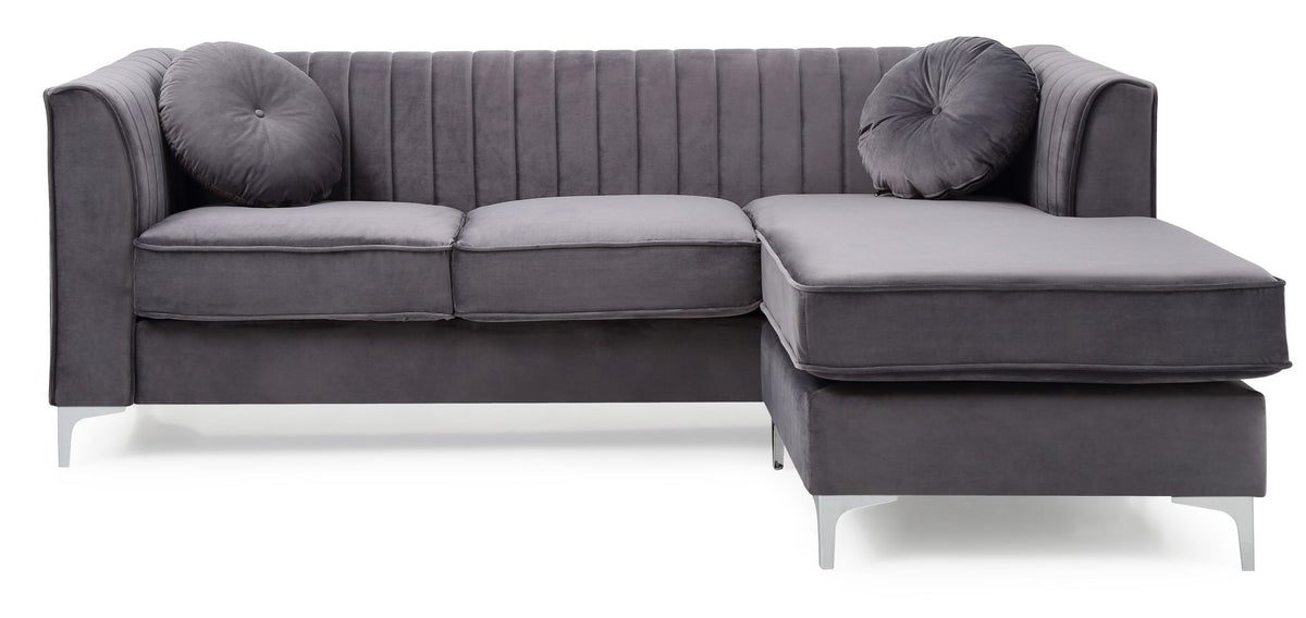 Micro Suede Sofa Chaise with Channel Quilting - Multiple Colors