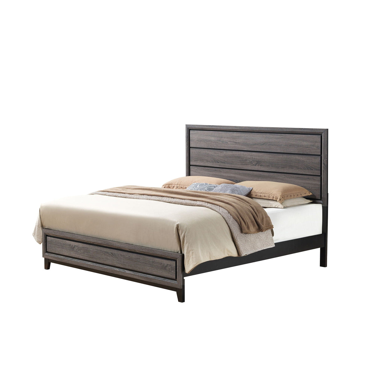 Mirage Panel Bed with Contemporary Headboard - Available in Dark Gray or White