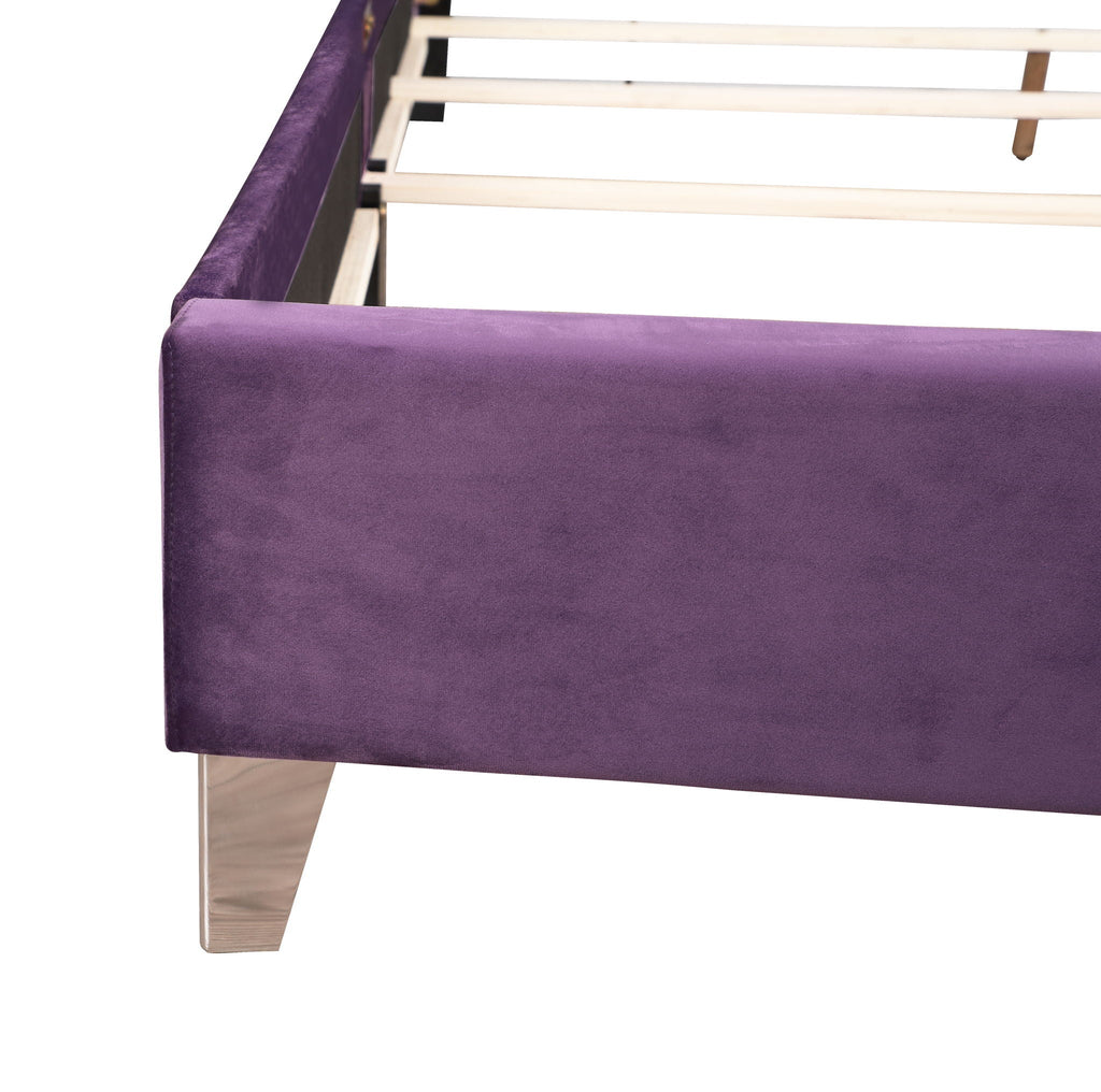 Upholstered Nailhead Trim Chic Bed with Tufted Headboard - Multiple Colors