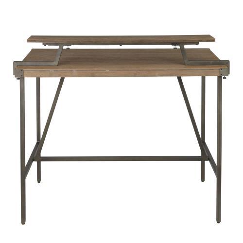 Industrial Counter Table with Metal Frame - Black or Dark Brown