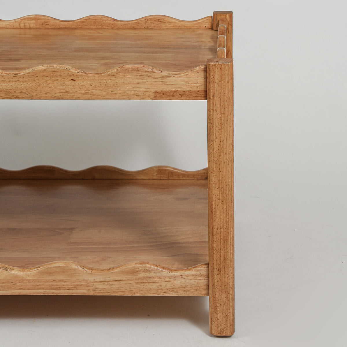 Modern 2 Tier Coffee Table with Open Shelf - Solid Rubberwood