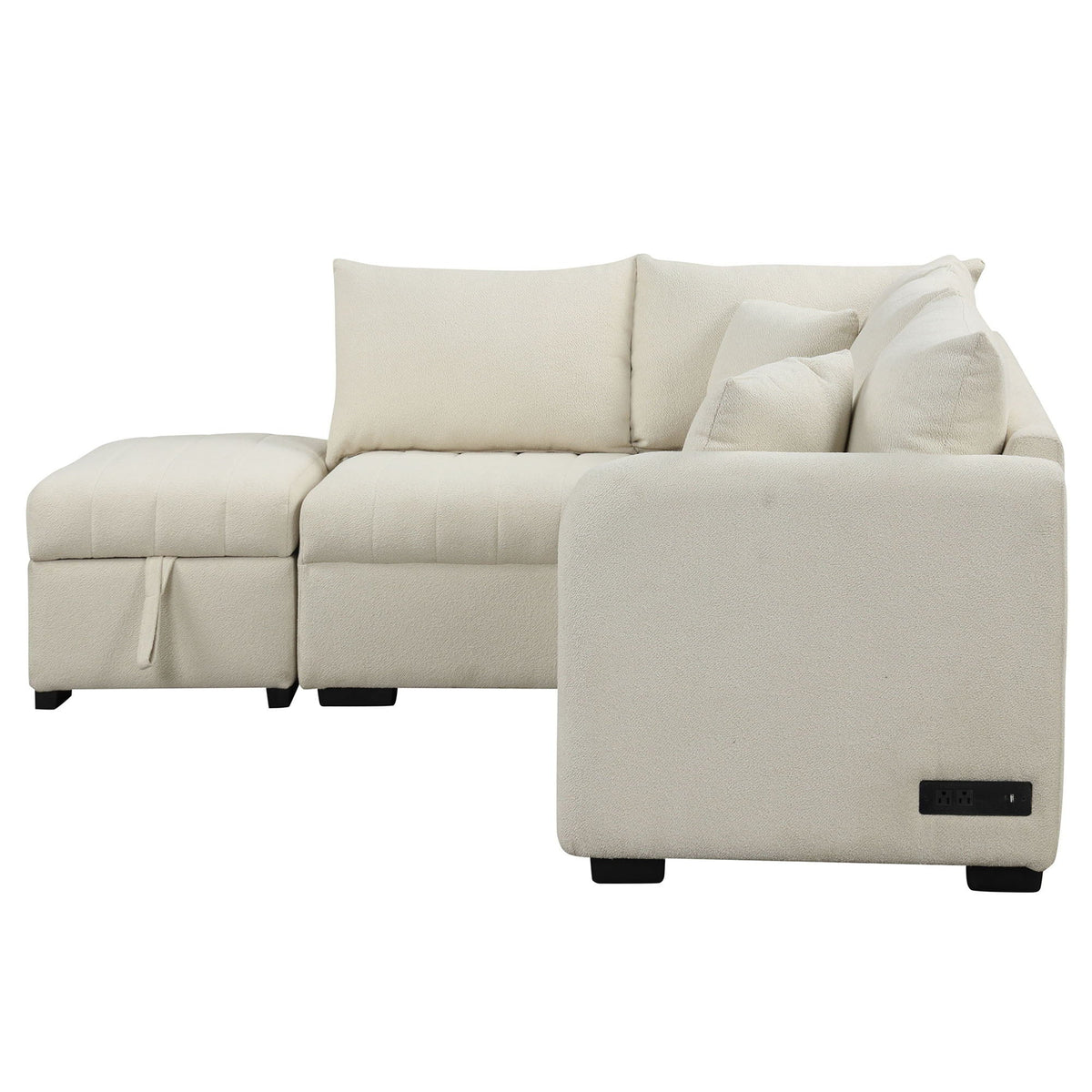 L-Shaped Sleeper Sectional with Pull-Out Bed and Storage Ottoman - Gray or Beige