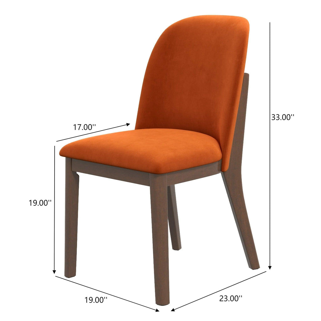 Comfort Dining Chair Set of 2 with Solid Wood Legs - Beige, Orange, Blue, Green