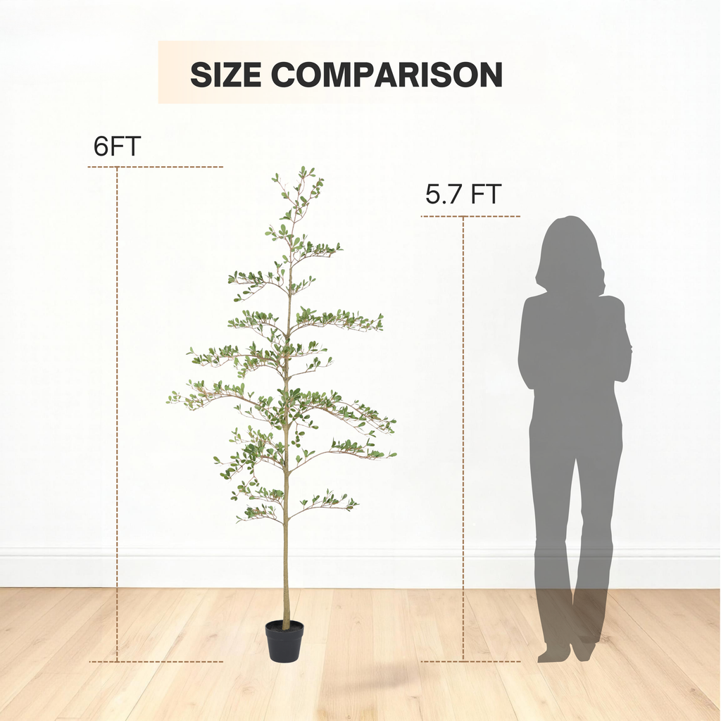 6ft Artificial Olive Tree with Lifelike Leaves - Green