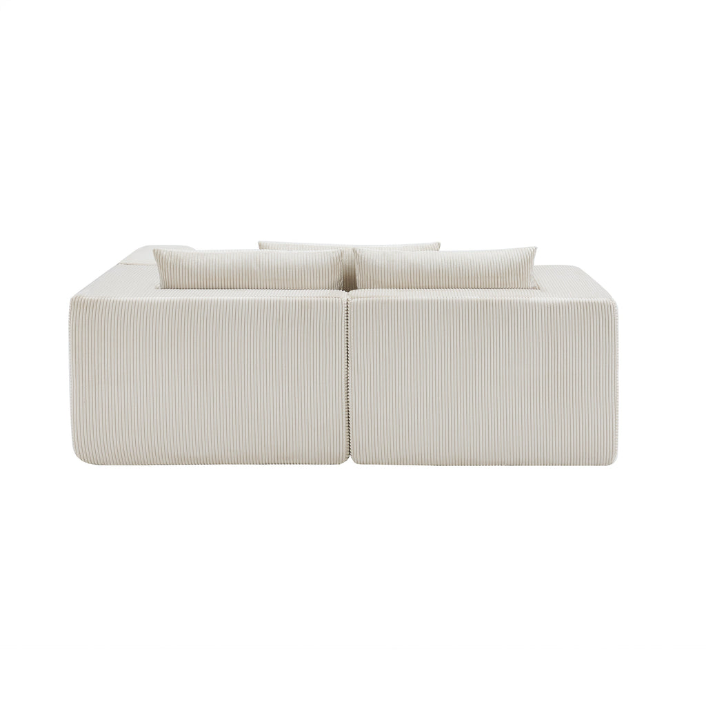 107" Compressed Sectional Sofa with High-Density Cushions - Beige