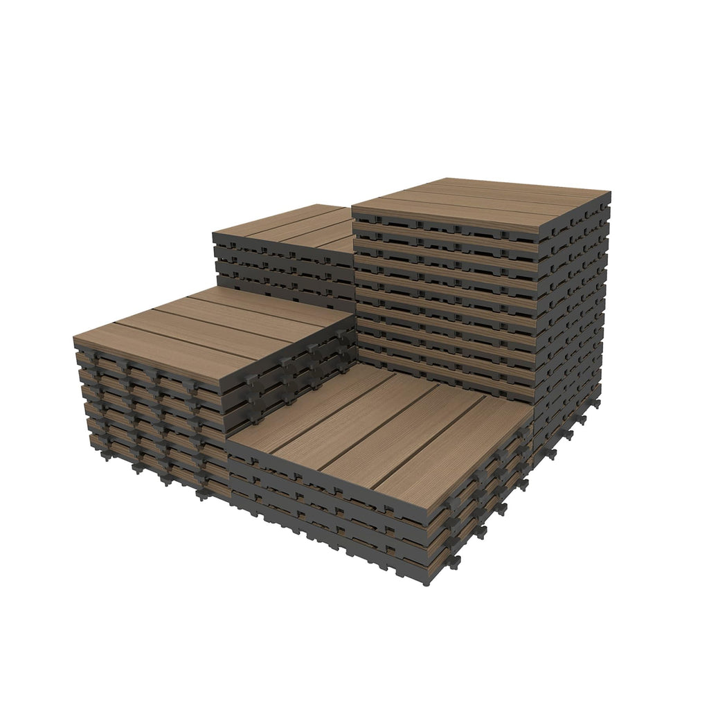 HDPE Interlocking Deck Tiles with All-Weather Durability - Dark Brown or Dark Grey