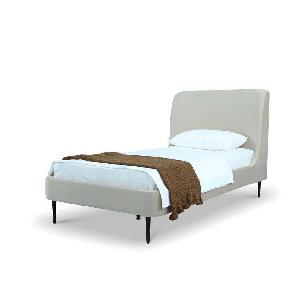Heather Upholstered Bed with Curved Headboard - Multiple Colors