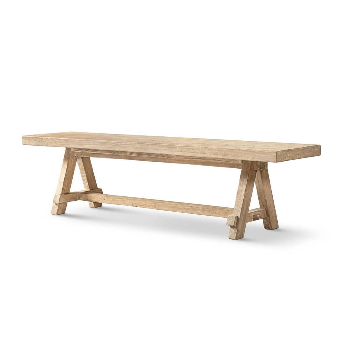 Natural Dining Bench with Pillar Base - Solid Reclaimed Elm