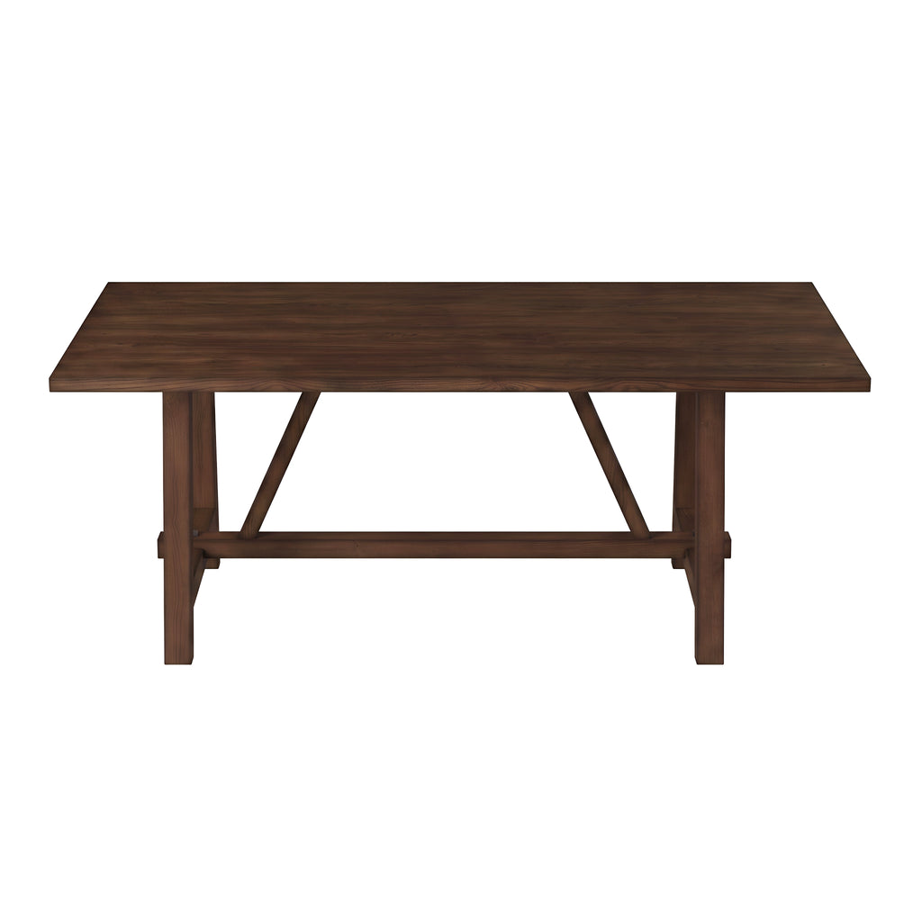 Farmhouse Style Dark Dining Table with Trestle Design - Dark Finish