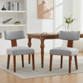 Set of 2 Dining Chairs with Linen Upholstery - Light Brown