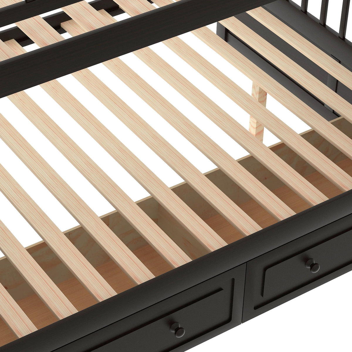 Convertible Bunk Bed With Drawers - Solid Wood with Storage - White, Dark Brown or Dark Gray