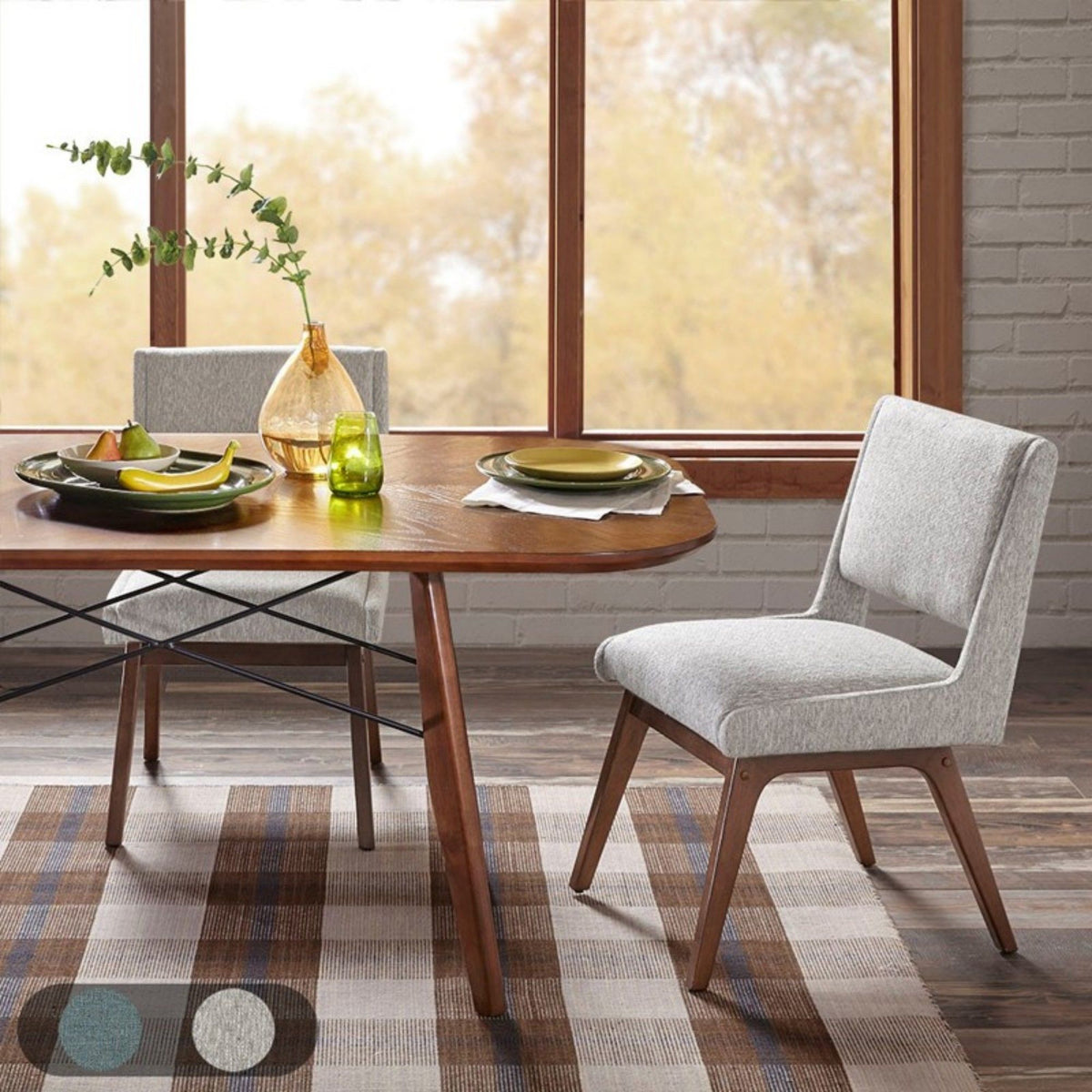 Dining Side Chair Set with Upholstered Cushions - Light Gray