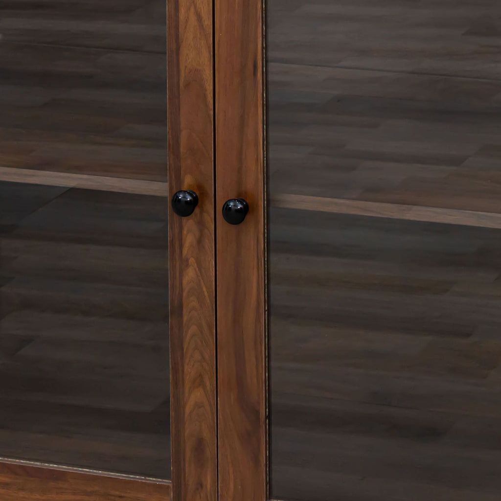 Large Kitchen Hutch Cabinet with Microwave Shelf - Walnut