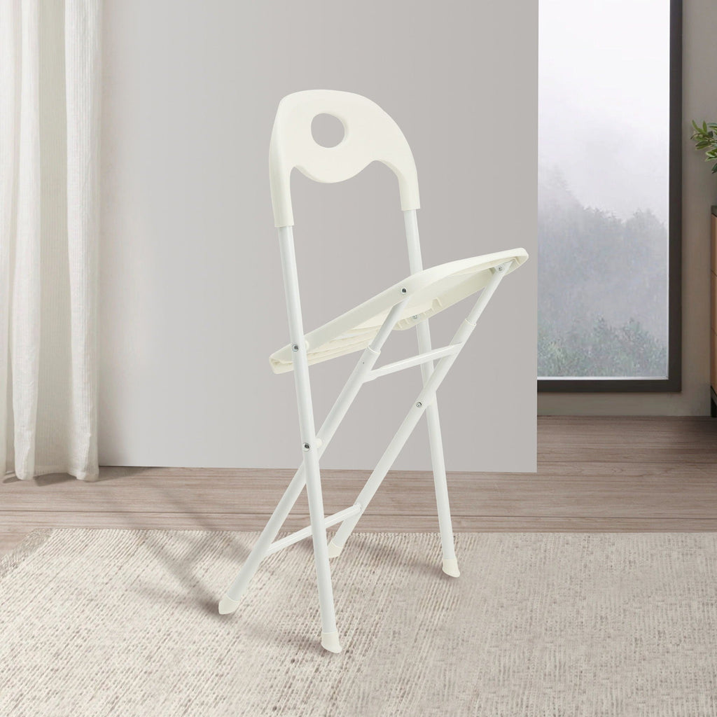 White Folding Chair Set with Waterproof Finish and Stackable Design - Set of 4