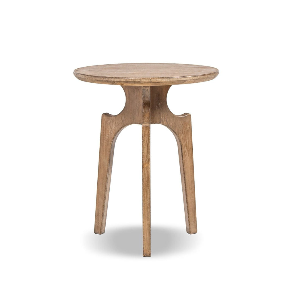 Antique Brown Round Side Table with Reclaimed Pine - Carmel