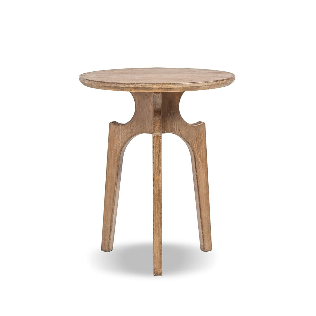 Antique Brown Round Side Table with Reclaimed Pine - Carmel