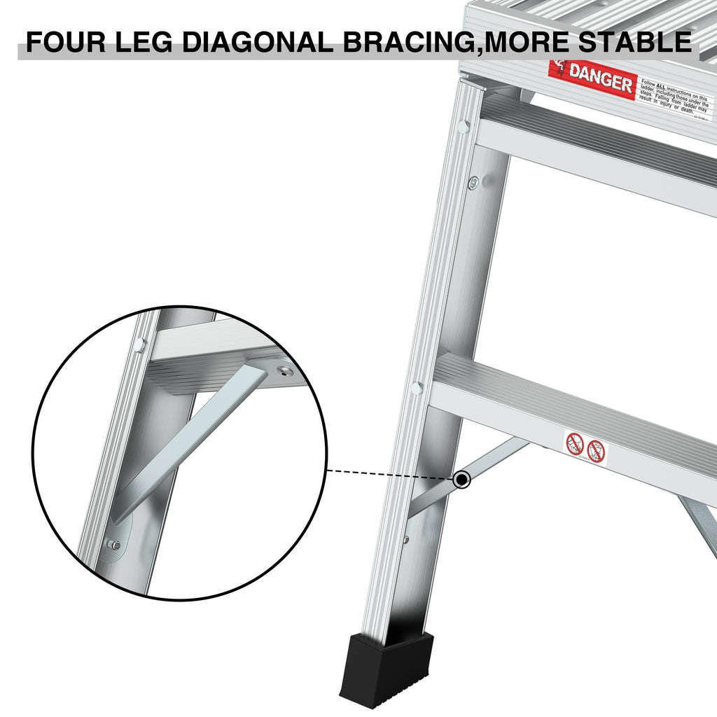 Aluminum Portable Work Platform Bench Folding Ladder with 225 lb Capacity