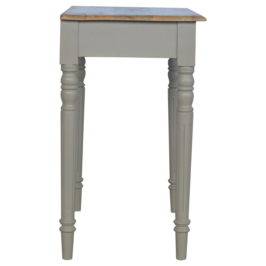Solid Wood Hand Painted Writing Desk with 1 Drawer - French Grey & Oak