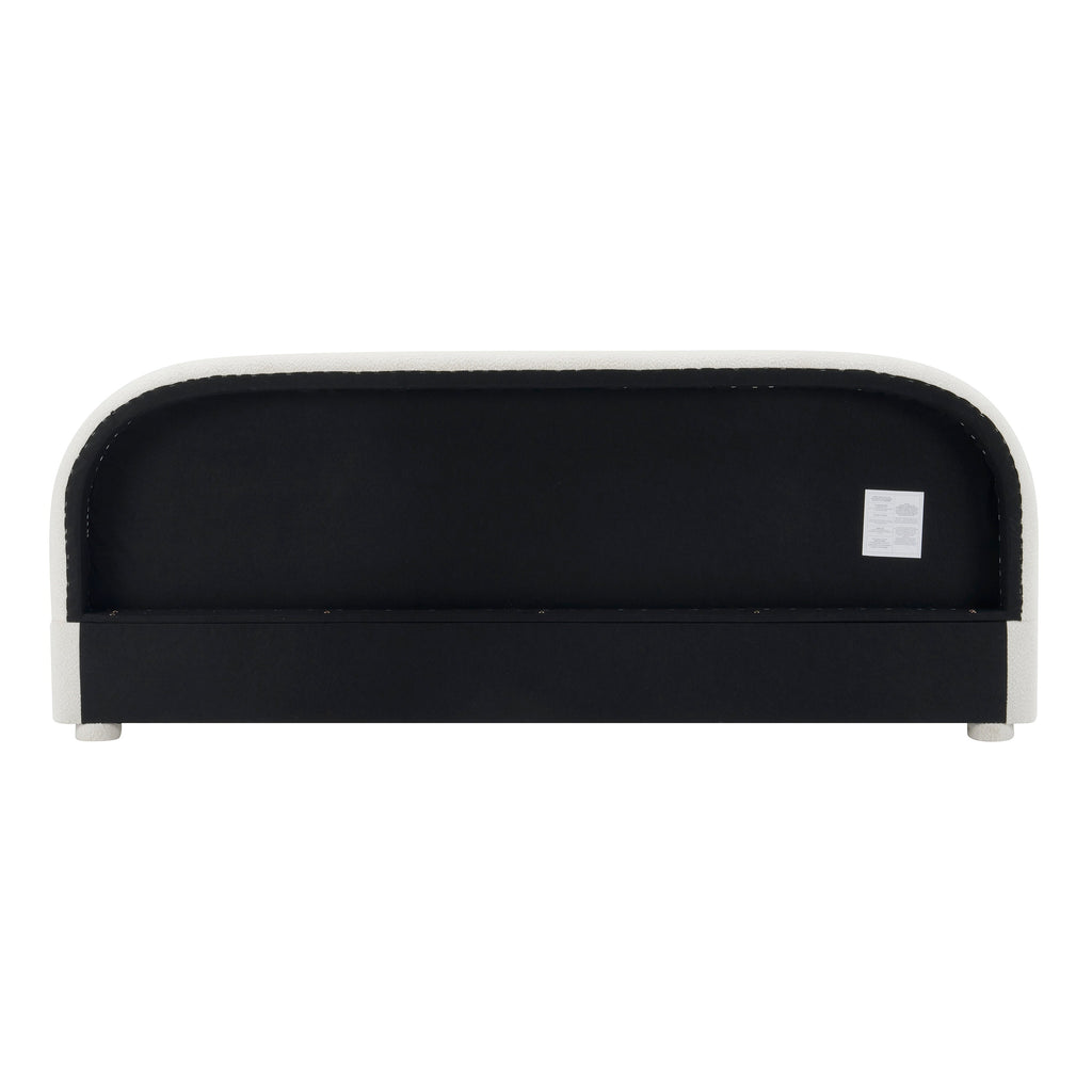 Cream Style Fabric Upholstered King Bed with Curved Headboard - Cream