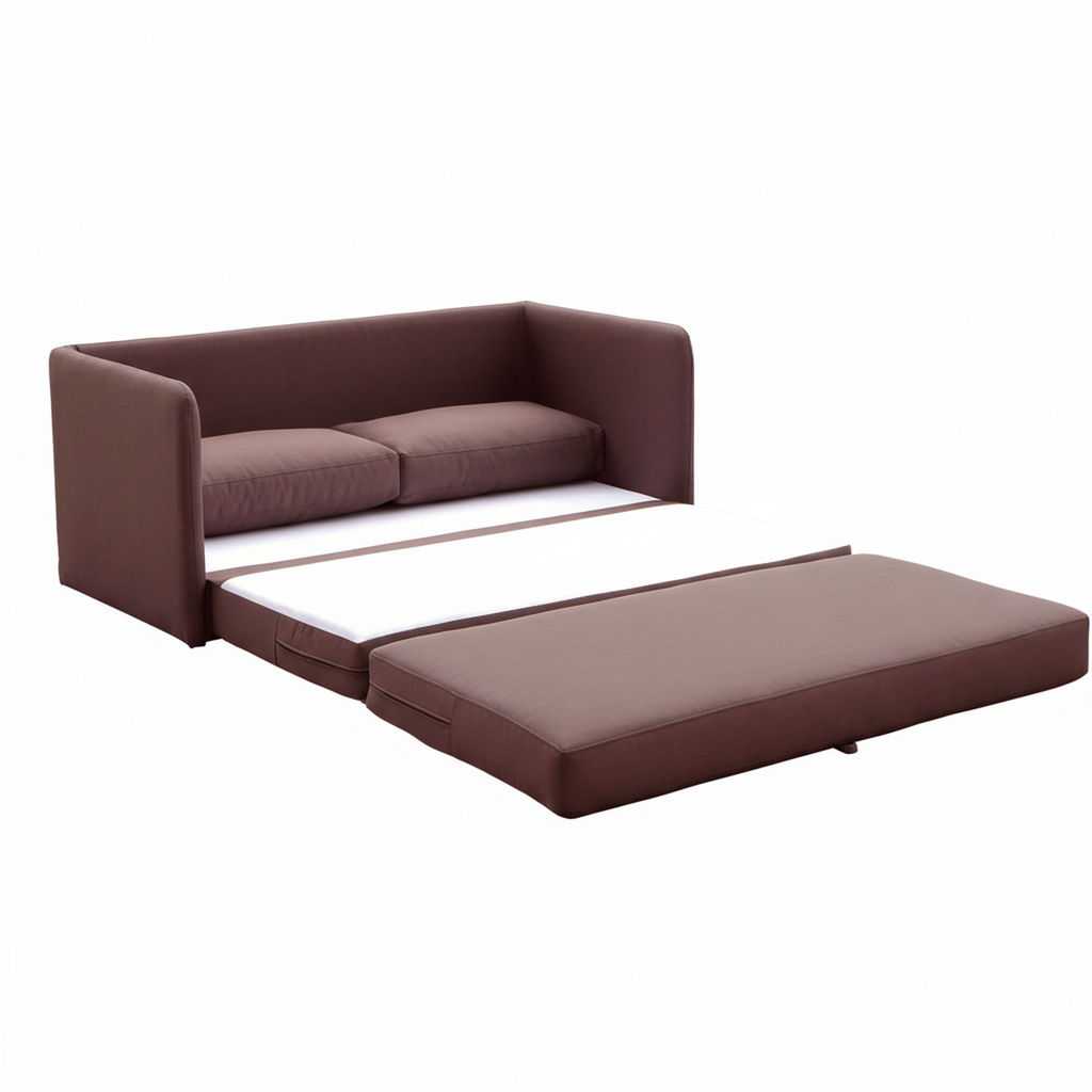 Modern Fabric Loveseat Sleeper with Sturdy Wood Frame - Brown