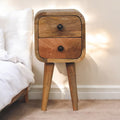 Solid Wood Extra Mini Curved Oak Bedside Table with Storage - Oak