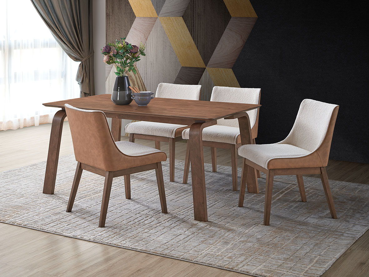 Walnut 5 Piece Dining Room Set with Side Chairs - Ginny Collection