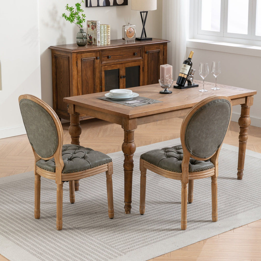 French Style Solid Wood Dining Chair with Nailhead Trim - Multiple Colors
