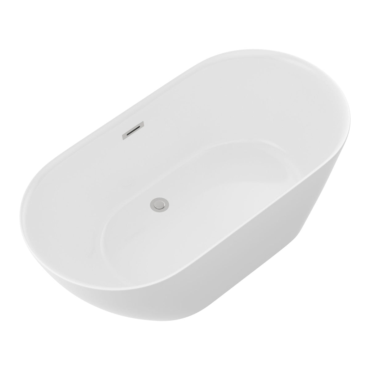 Glossy Freestanding Bathtub with Pop Up Drain - White