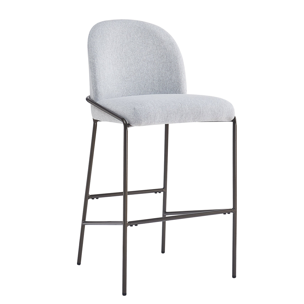 Galen Indoor Metal Upholstered Barstool with Contoured Backrest - Antique Bronze