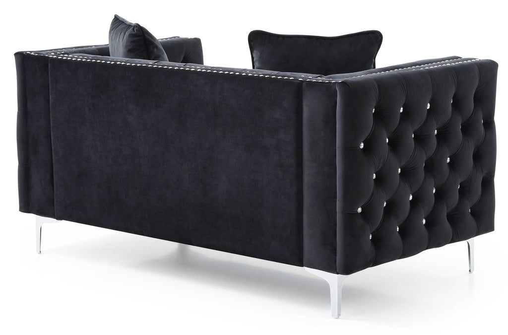 Elegant Track Arm Loveseat with Tufted Micro Suede - Multiple Colors