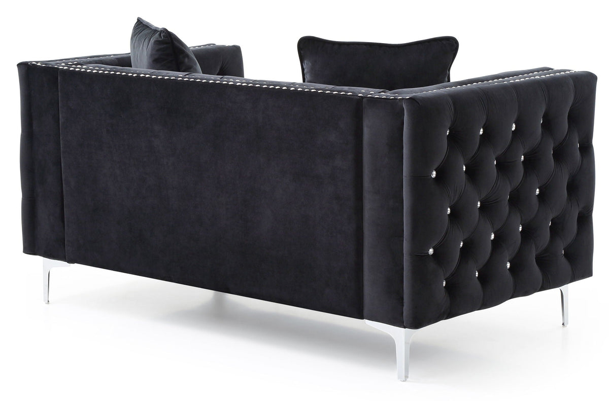 Elegant Track Arm Loveseat with Tufted Micro Suede - Multiple Colors