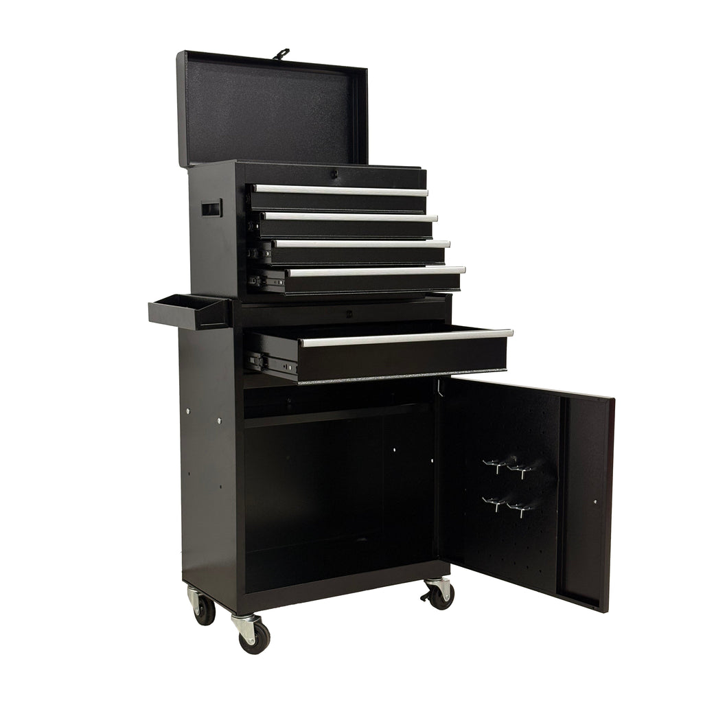 5-Drawer Rolling Tool Chest with Lockable Wheels - Black