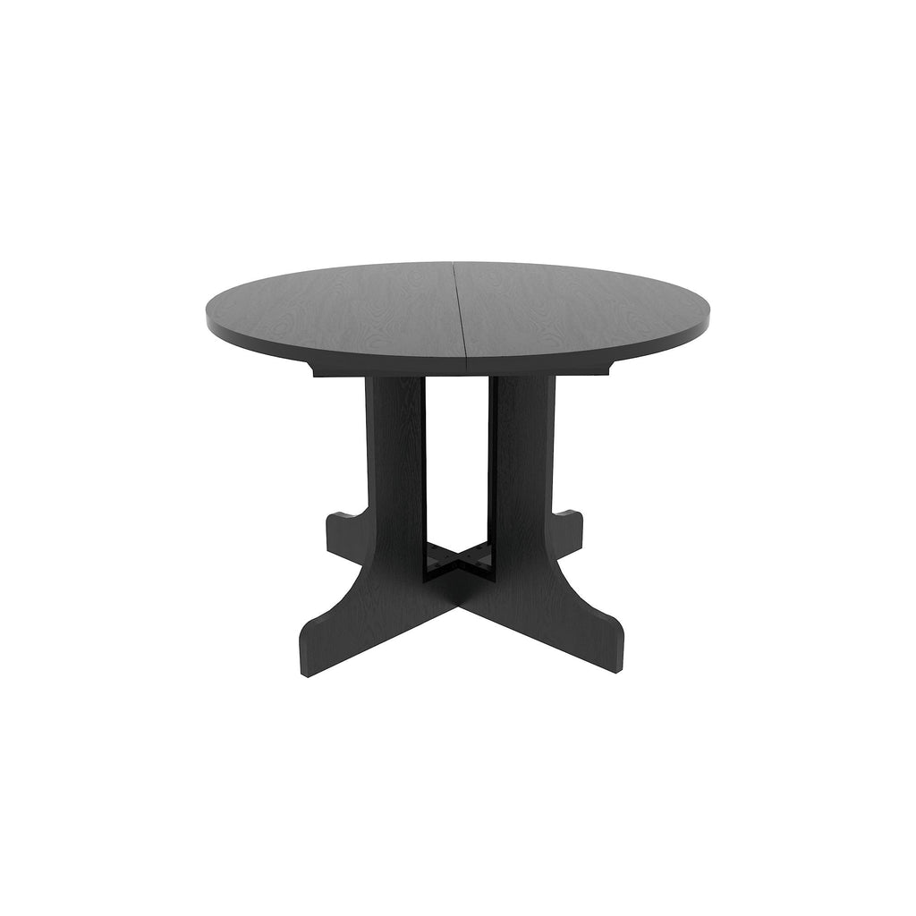 Expandable Oval Farmhouse Dining Table with Removable Leaf and X-Shaped Base - Black