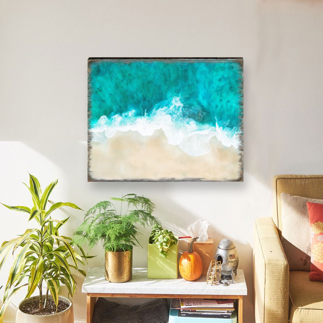 Ocean Shore Art Wooden Wall Art by Nature Wonders - Nature Wildlife Decor  - 95398B