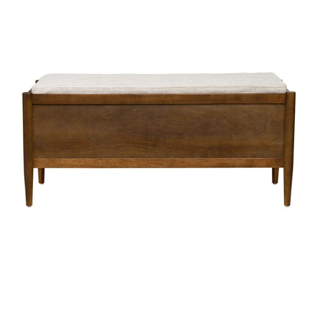 Accent Bench With Storage and Upholstered Cushion - Walnut Brown