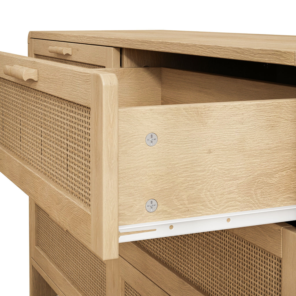 Modern Arc Shaped Rattan Accent Cabinet with 6 Drawers - Light Brown