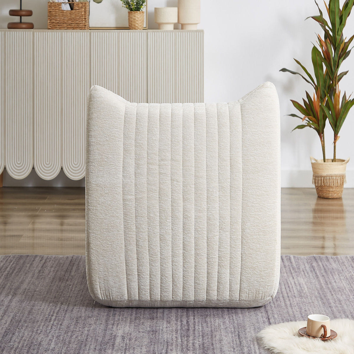 White Bean Bag Chair for Adults with Memory Foam - Chenille Fabric