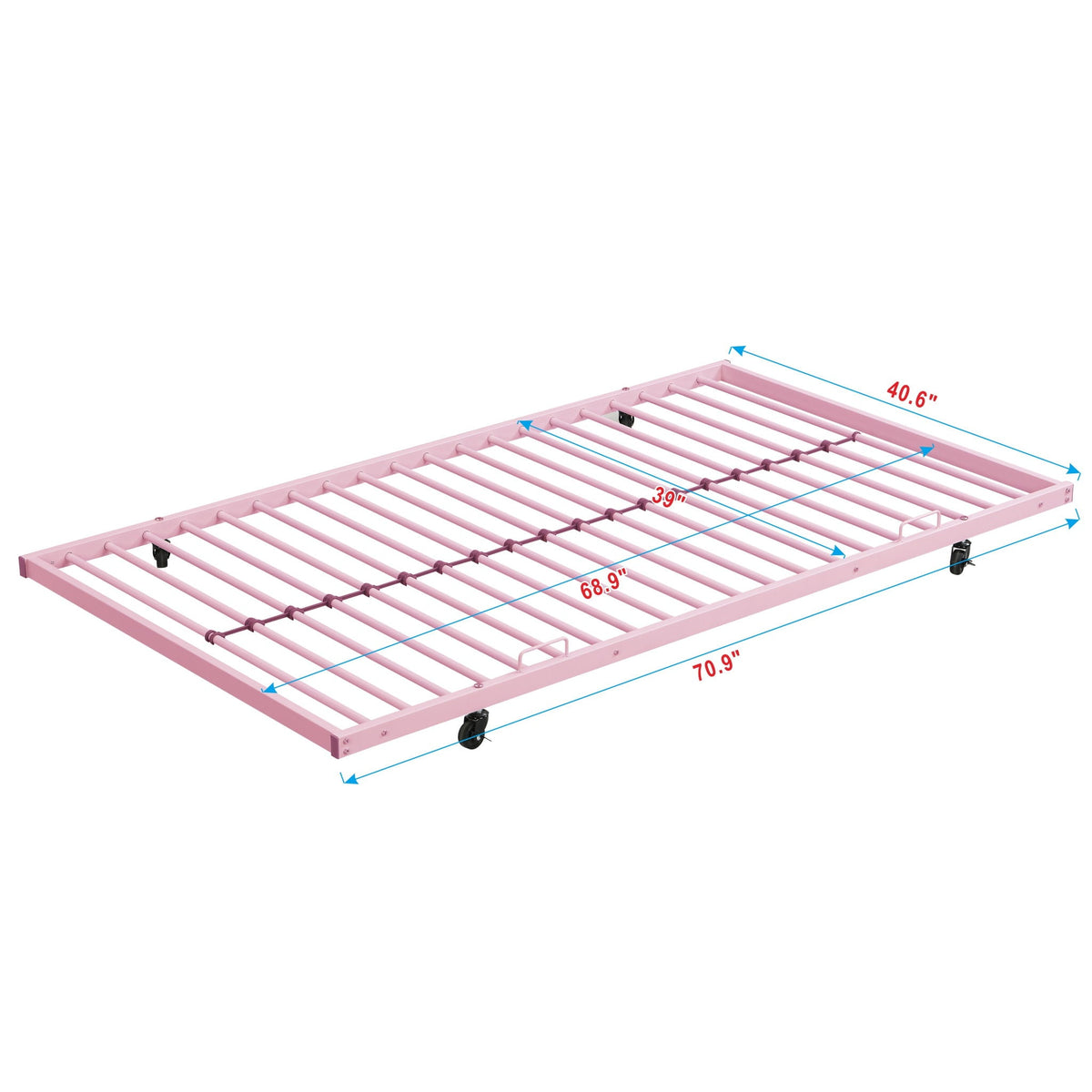 Twin Over Twin Bunk Bed with Trundle - Sturdy Metal Frame - Pearl Silver, White, or Pink
