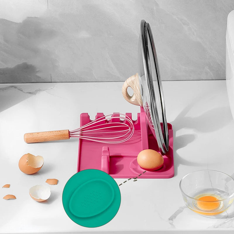Silicone Pot Lid Rack, Kitchen Storage Rack, Pot Lid, Soup Spoon Pad, Seated Spatula Rack, Household Storage Rack