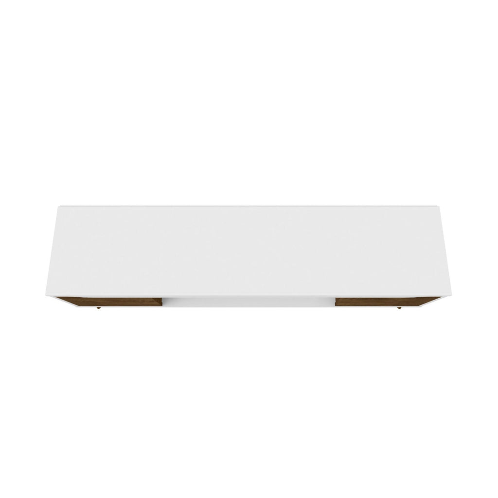 Mid-Century Modern TV Stand with Solid Wood Splayed Legs - White or Black