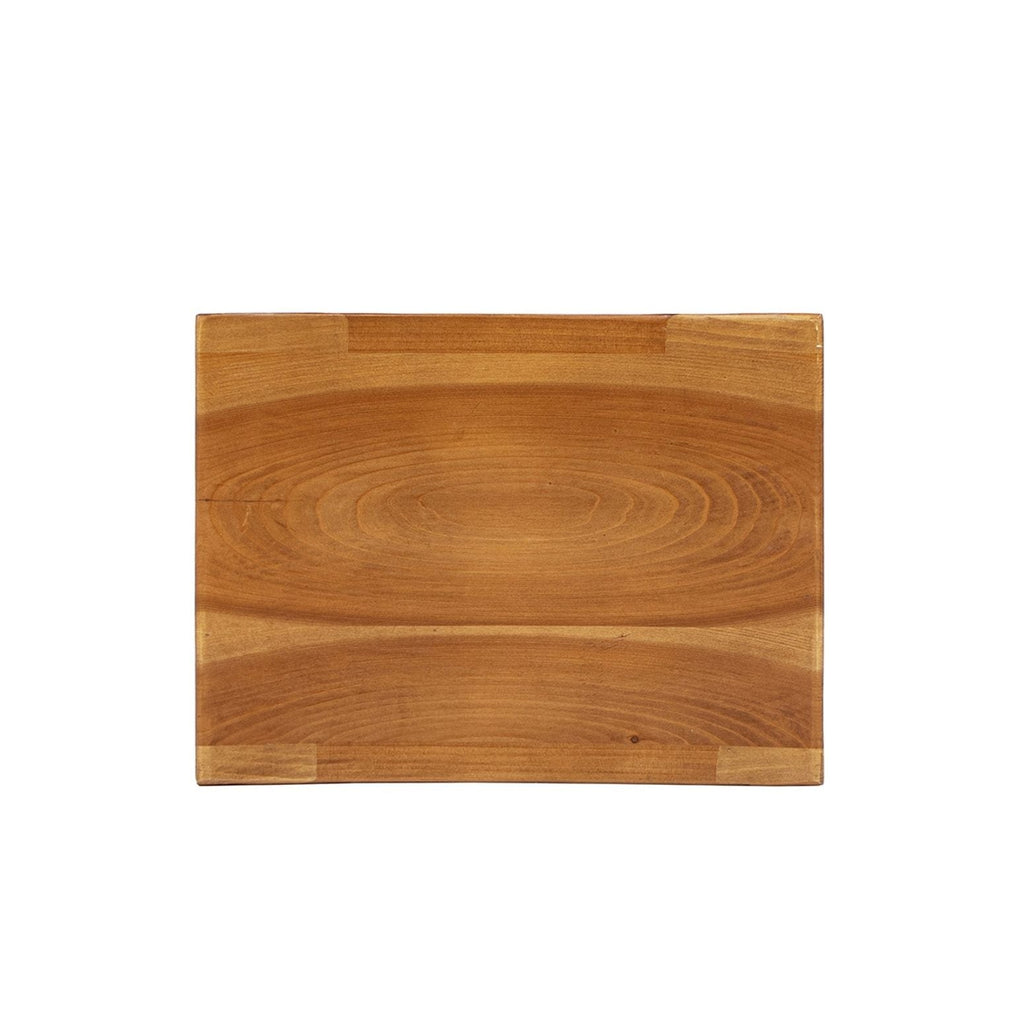 Brown Reclaimed Wood Stool Ottoman with Sculptural Saddle Seat