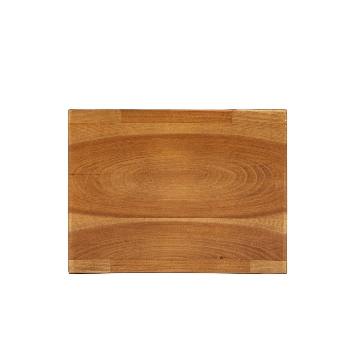 Brown Reclaimed Wood Stool Ottoman with Sculptural Saddle Seat
