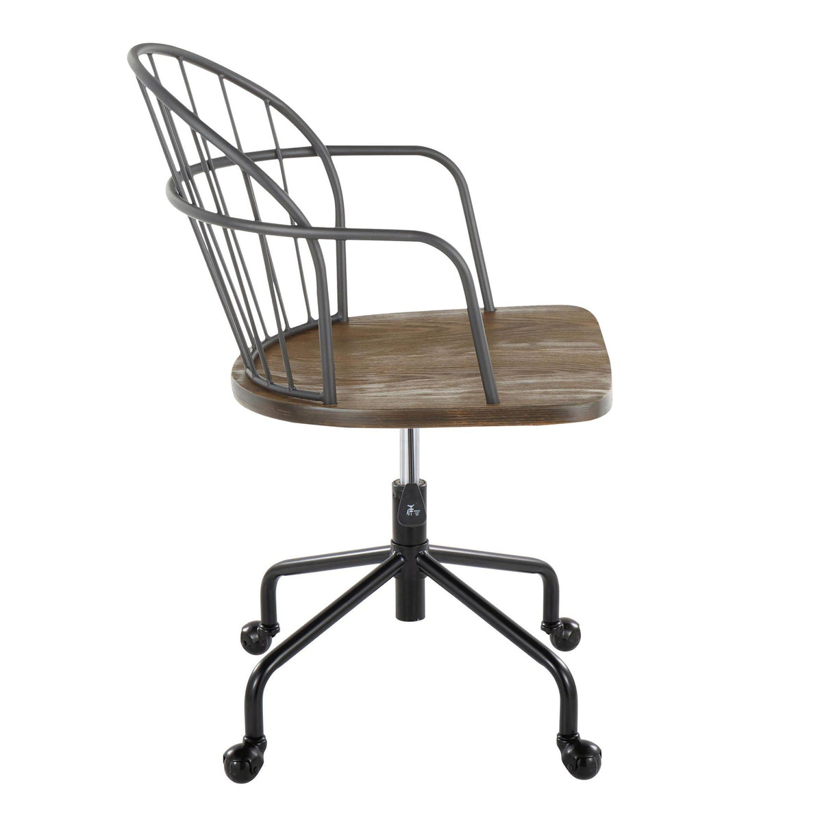 Farmhouse Adjustable Office Chair with Swivel Function - Dark Brown