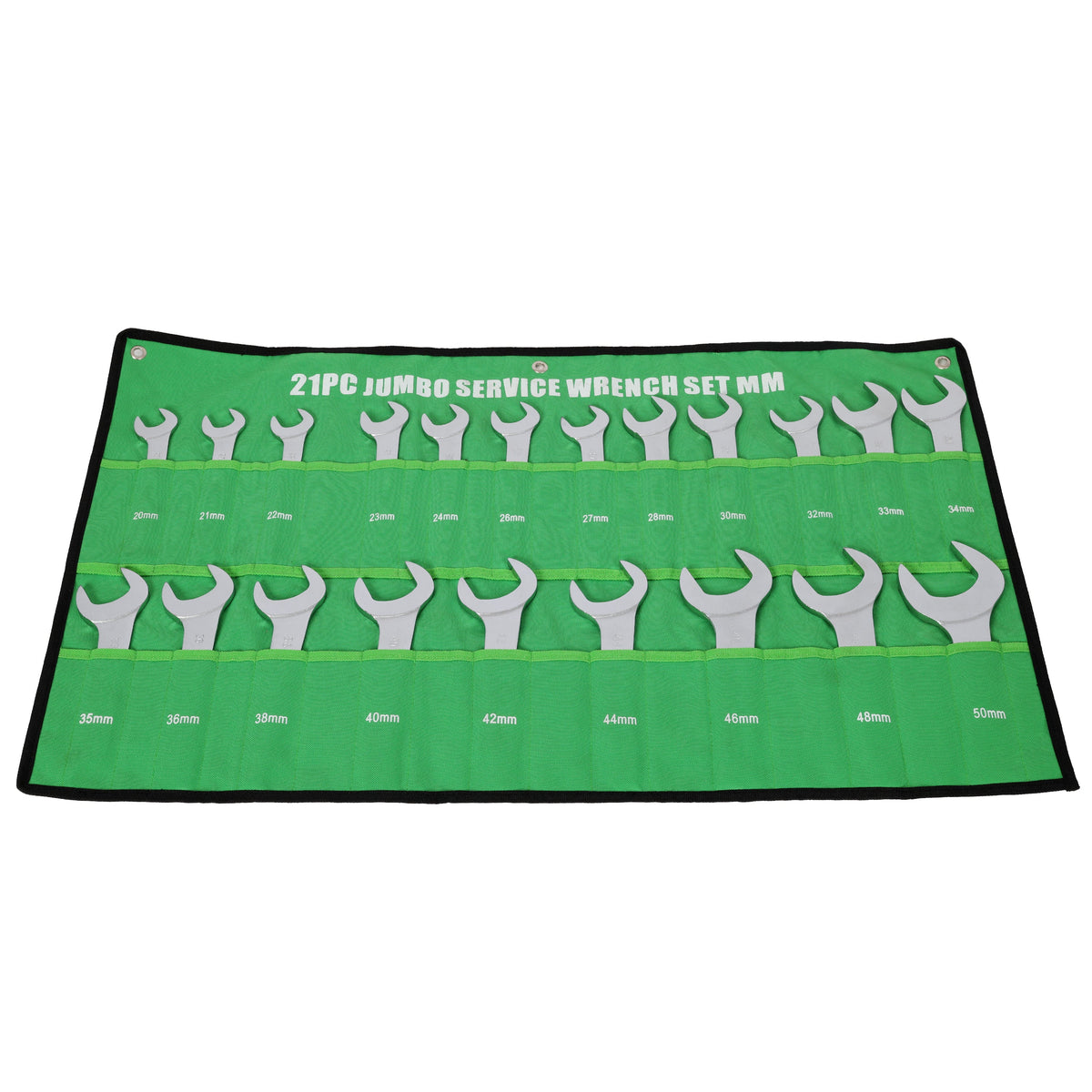 21PCS Metric Jumbo Service Wrench Set with Storage Pouch - Chrome