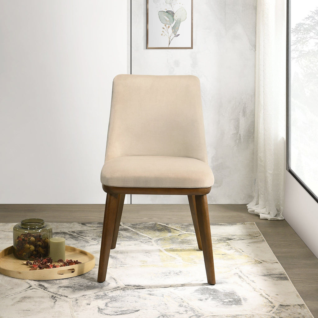 Mid-Century Dining Chair Set of 2 with Solid Wood Frame - Blue or Beige