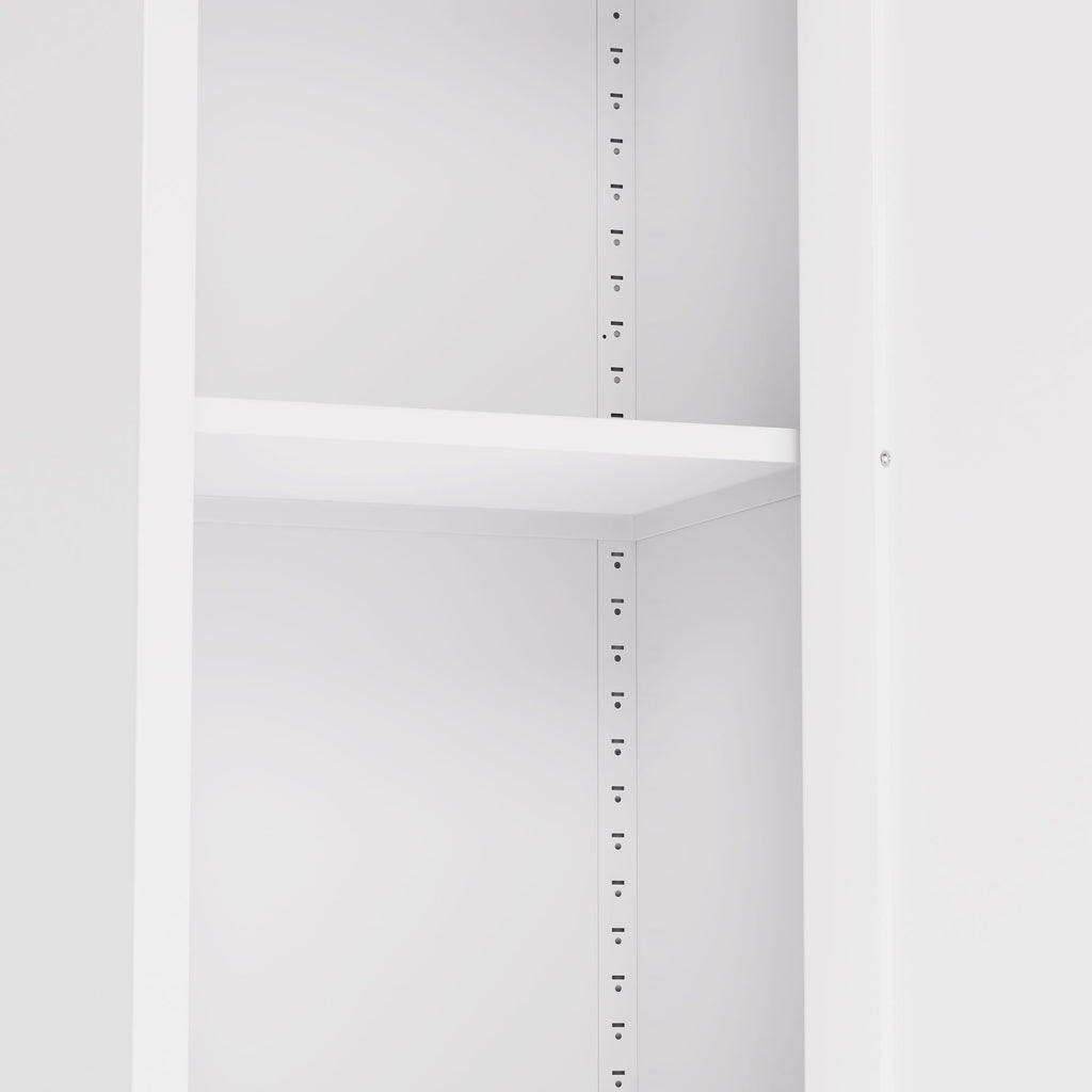 Tall Bathroom Storage Cabinet with Adjustable Shelves - White Steel